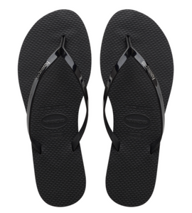 Women's You Metallic Flip Flops in Black