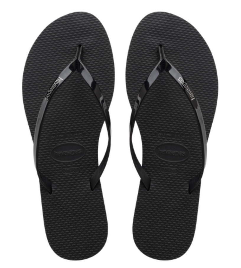 Women's You Metallic Flip Flops in Black