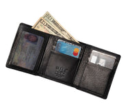 Classic Trifold Leather Wallet in Black