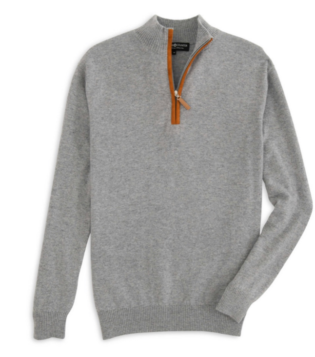 Cashmere-Quarter-Zip-Mens-2XL-Grey