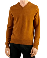 Cashmere-V-Neck-Mens-L-Camel